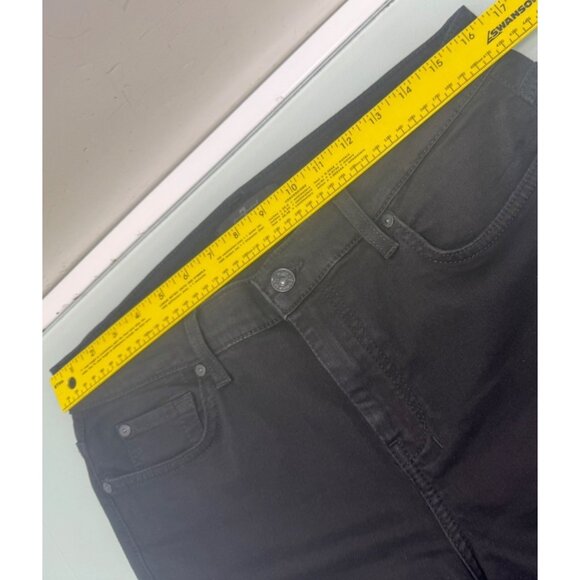 7 For All Mankind Dojo Womens Jeans 31X30 Flare Leg Black Denim Wide Leg Stretch - Picture 7 of 13